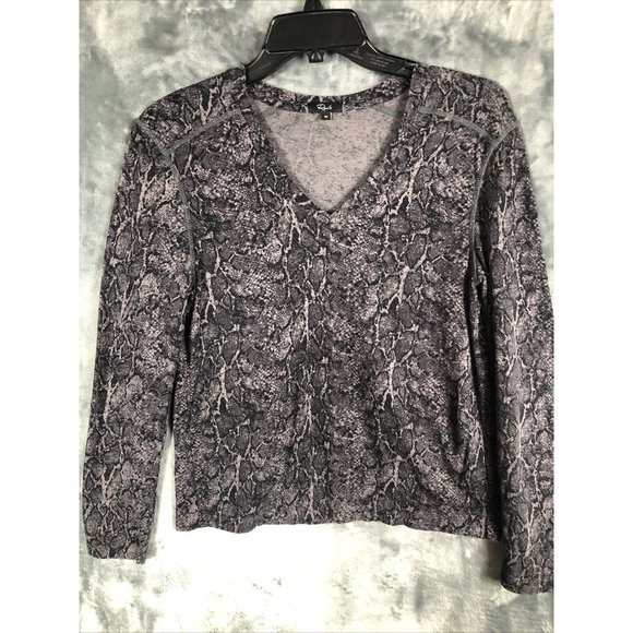 Rails EMILIA Snake Skin Print Woman’s Long Sleeve Top Charcoal Gray Sz XS - Picture 2 of 16